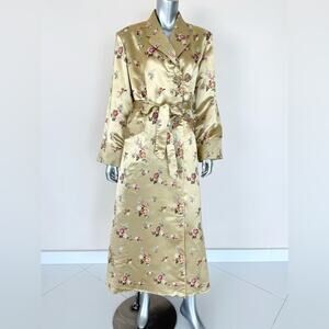 NEW!!! Kimono vintage women gold satin kimono with flowers size 40 or L